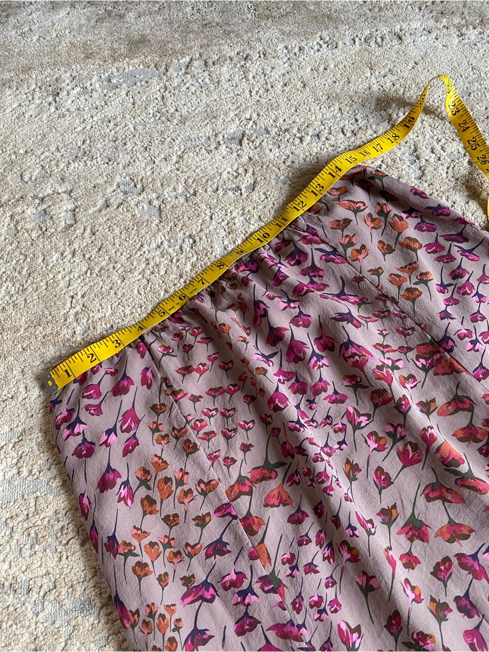 Sundance 100% Silk Floral Print Mauve Pink A-Line Midi Skirt Elasticated Waist - Picture 4 of 7